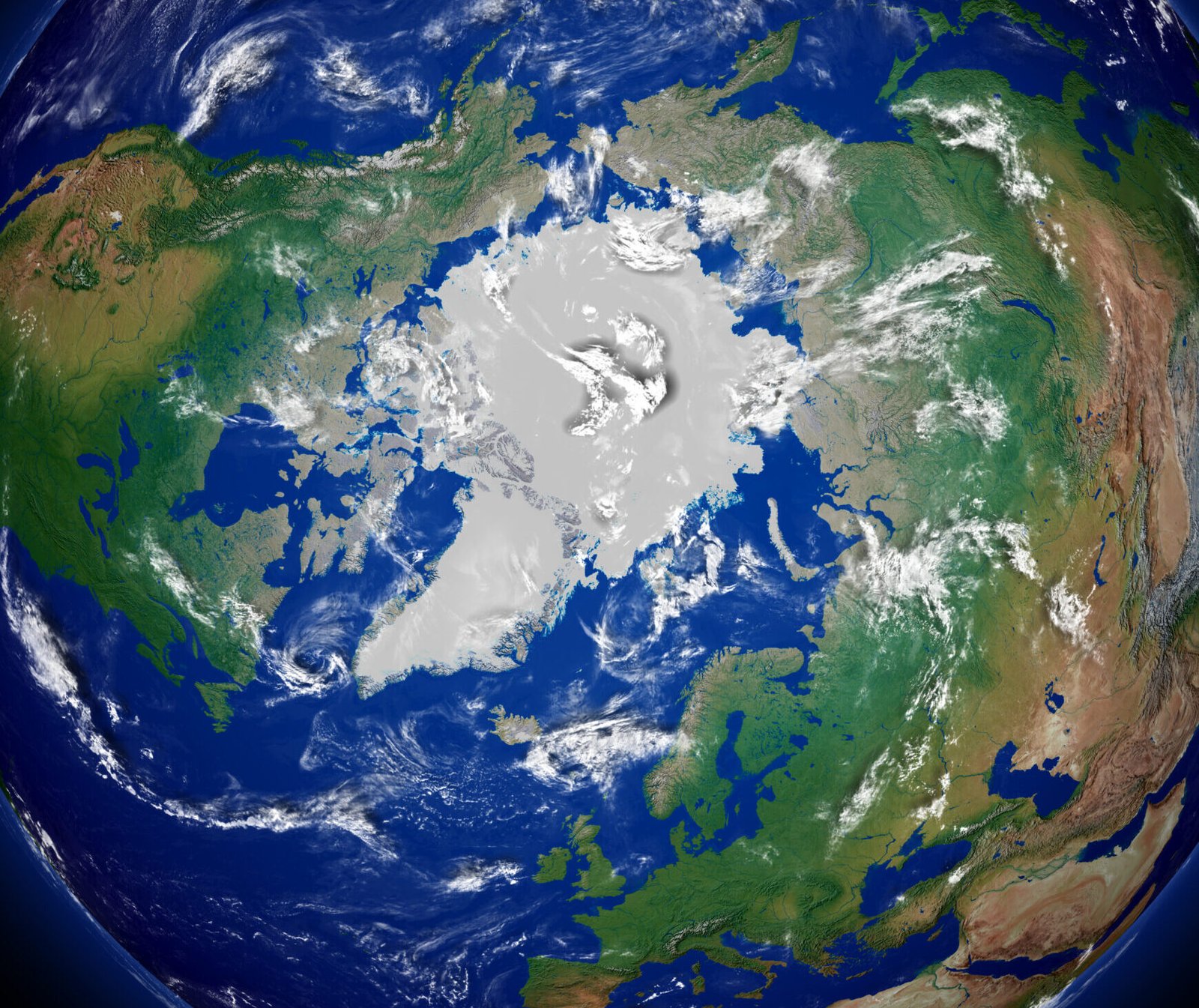 Northern,Hemisphere,On,Earth,Viewed,From,Above,North,Pole,Isolated