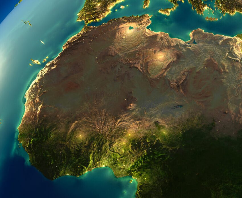 Highly,Detailed,Planet,Earth,At,Night,,With,Embossed,Continents,,Illuminated